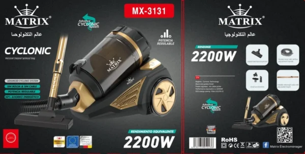 Aspirateur 2200W Noir et Doré Matrix MX-3131 – Image 2