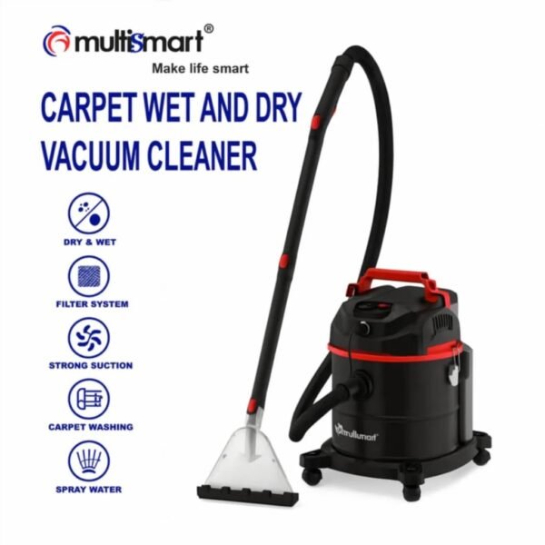 Aspirateur a eau et Poussière Multifonction + Lifting Tapis 1600 W 20 Litres Rouge Multismart VC4220