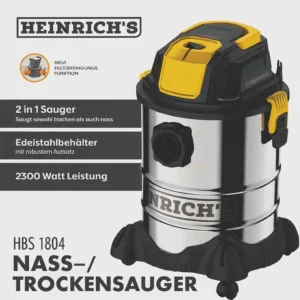 Aspirateur INOX a eau et Poussière Multifonction + 2300 W 25 Litres Heinrich´s Germany HBS 1804